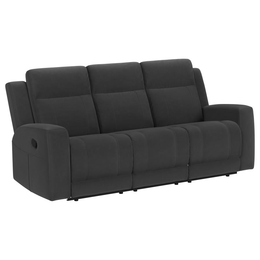 Brentwood 3-piece Upholstered Reclining Sofa Set Charcoal-zoom-3
