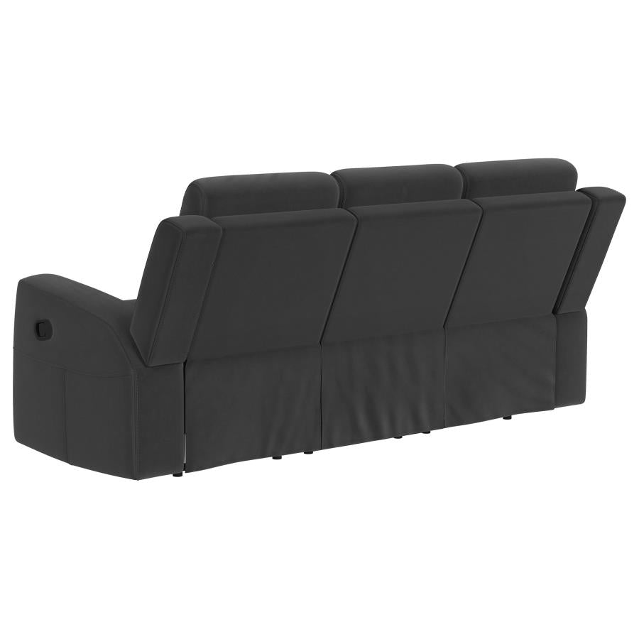 Brentwood 3-piece Upholstered Reclining Sofa Set Charcoal-zoom-5