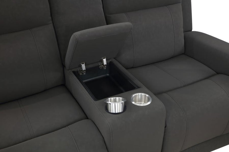 Brentwood 3-piece Upholstered Reclining Sofa Set Charcoal-zoom-