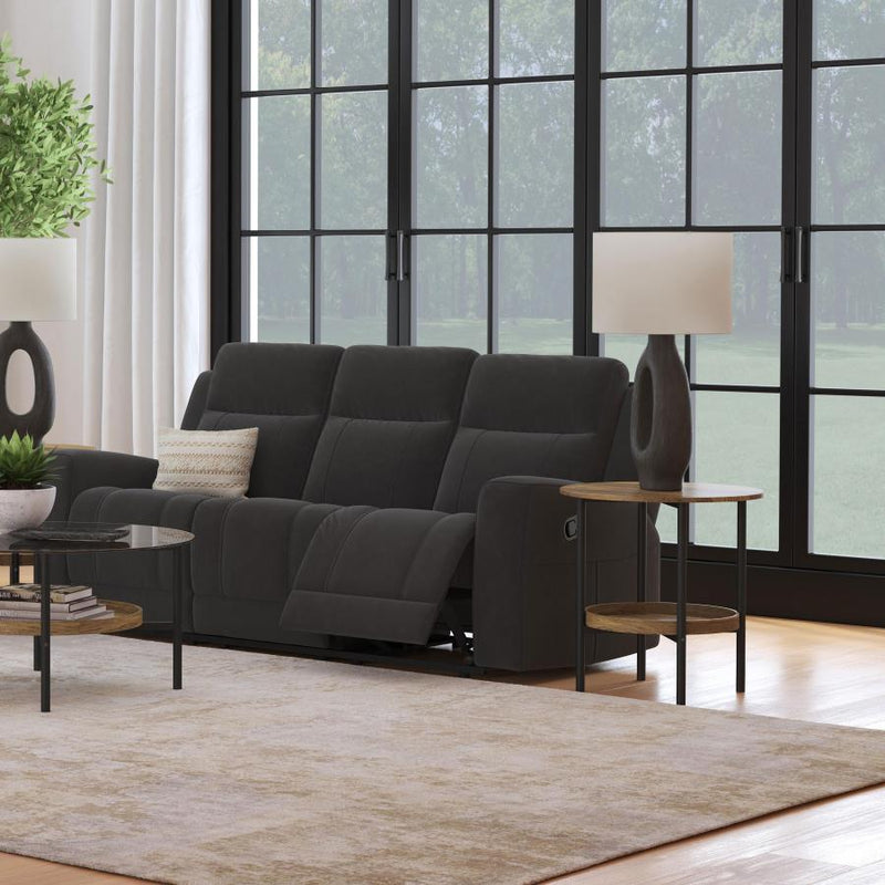 Brentwood Upholstered Motion Reclining Sofa Dark Charcoal-zoom-