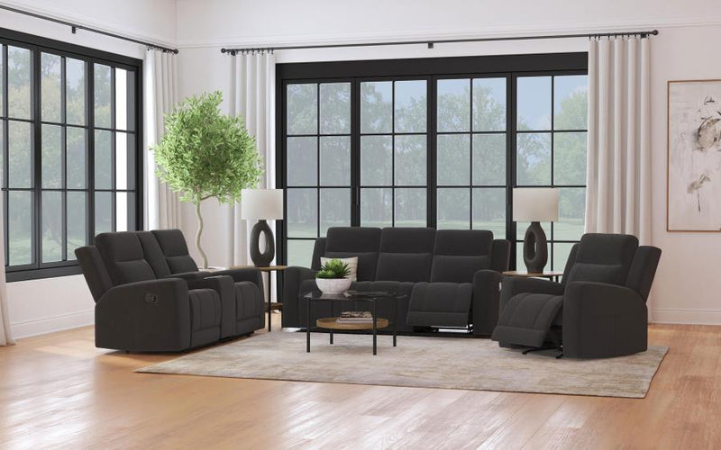 Brentwood Upholstered Motion Reclining Sofa Dark Charcoal-zoom-