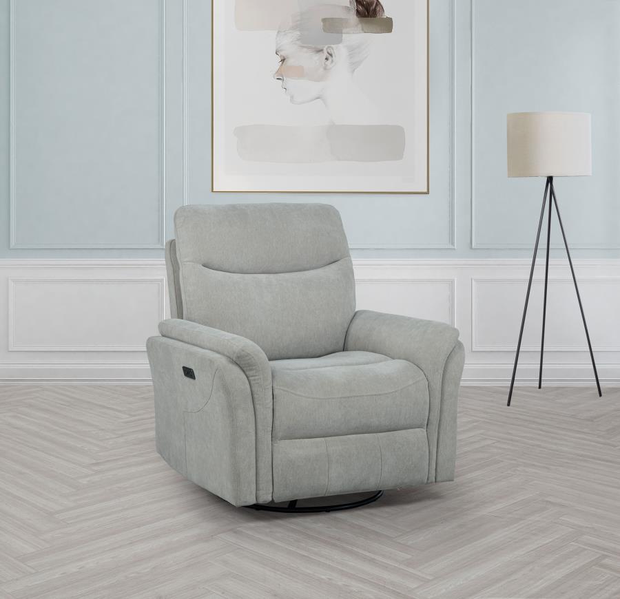Adler Upholstered Power Swivel Glider Recliner Ivory-2