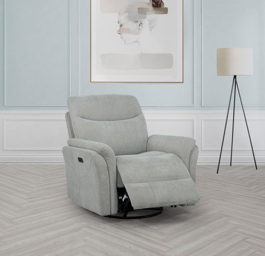 Adler Upholstered Power Swivel Glider Recliner Ivory-zoom-3