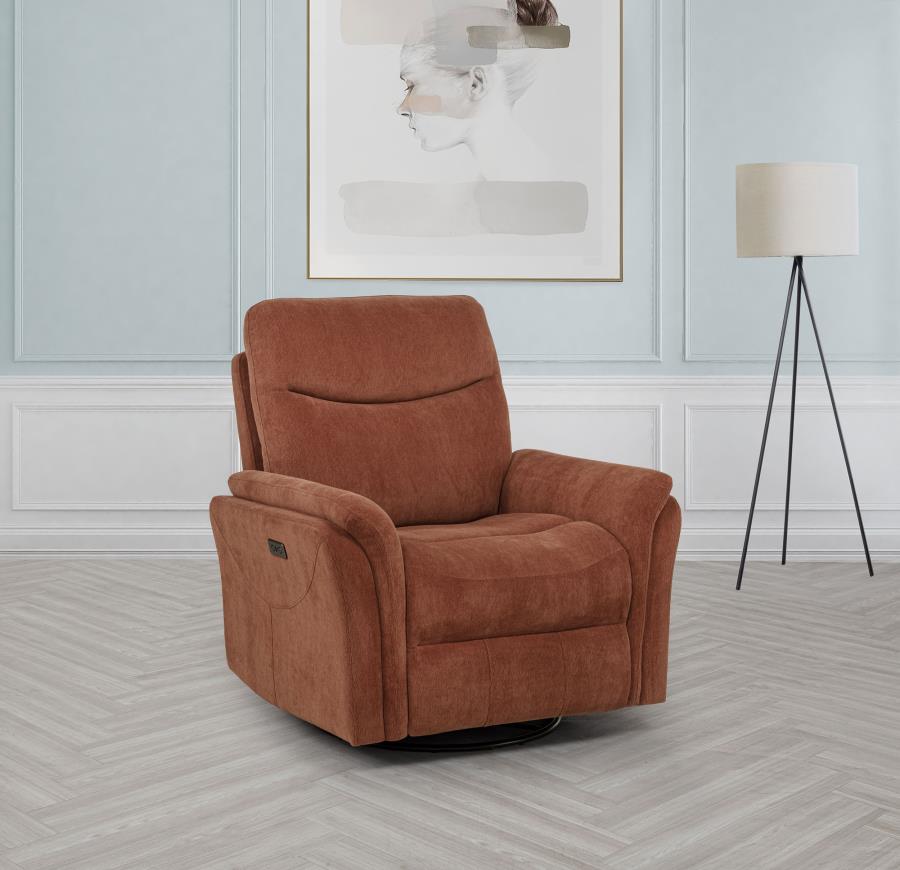 Adler Upholstered Power Swivel Glider Recliner Rust-2