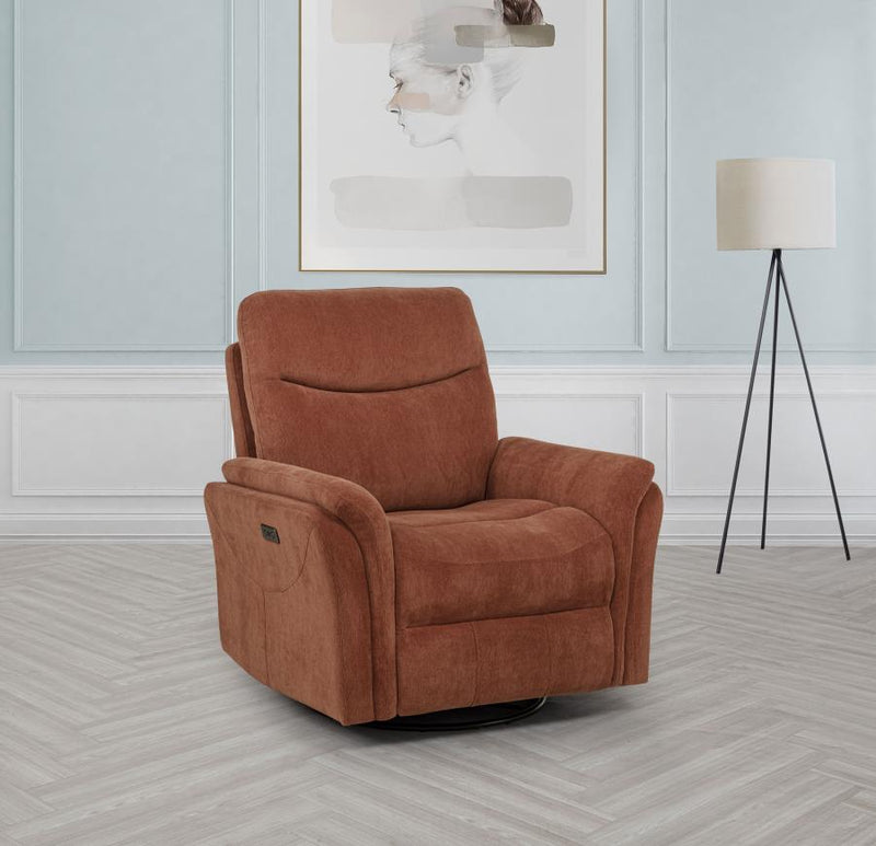 Adler Upholstered Power Swivel Glider Recliner Rust-zoom-