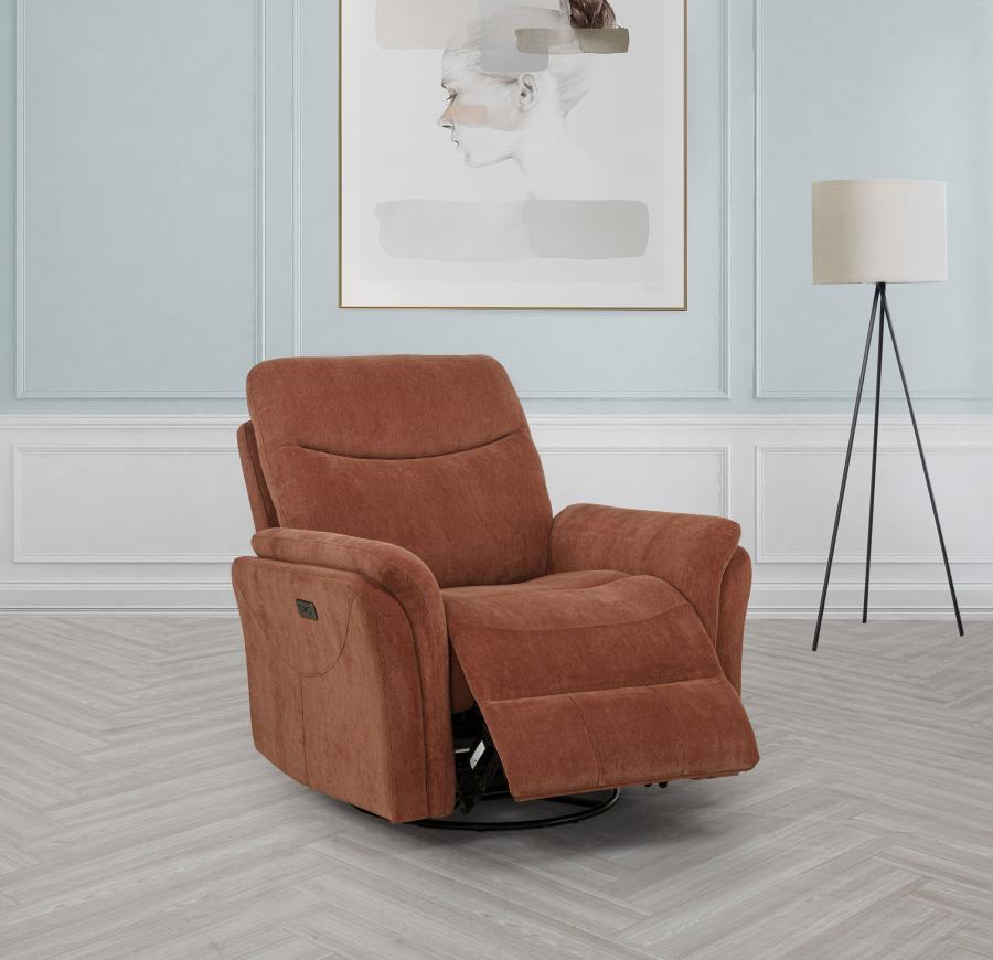 Adler Upholstered Power Swivel Glider Recliner Rust-zoom-3