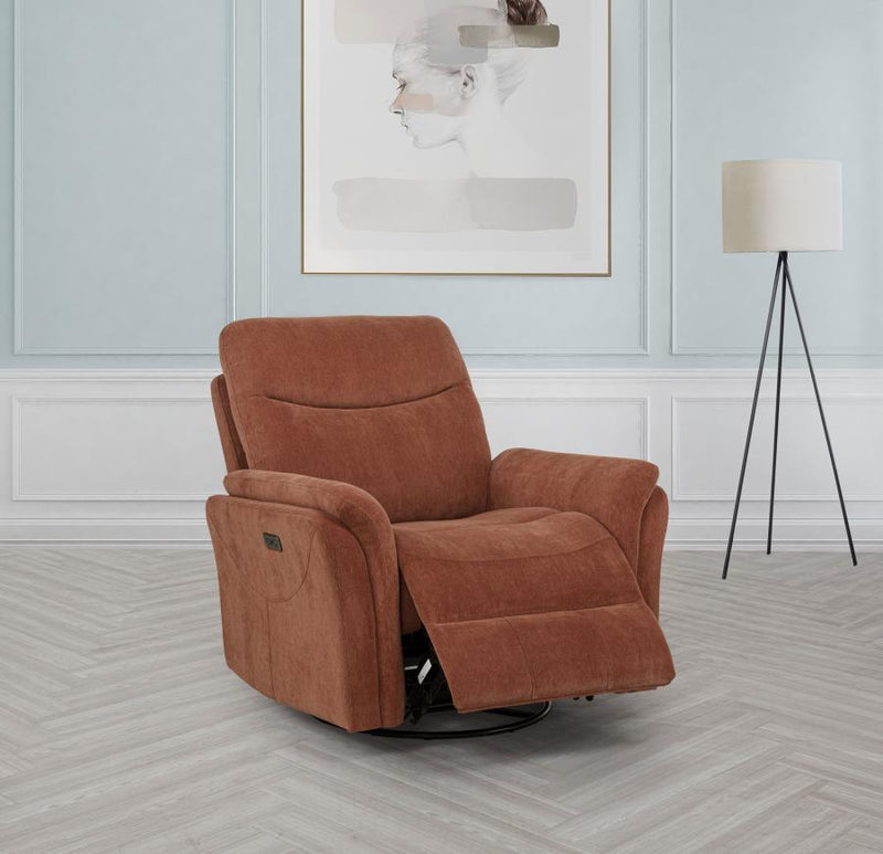 Adler Upholstered Power Swivel Glider Recliner Rust-zoom-