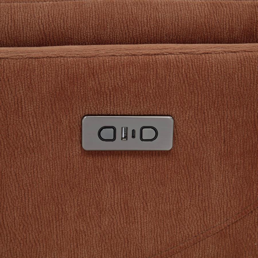 Adler Upholstered Power Swivel Glider Recliner Rust-9