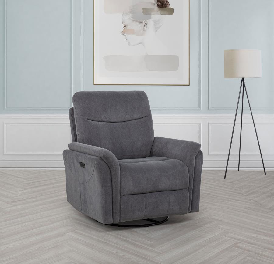 Adler Upholstered Power Swivel Glider Recliner Charcoal Grey-zoom-2