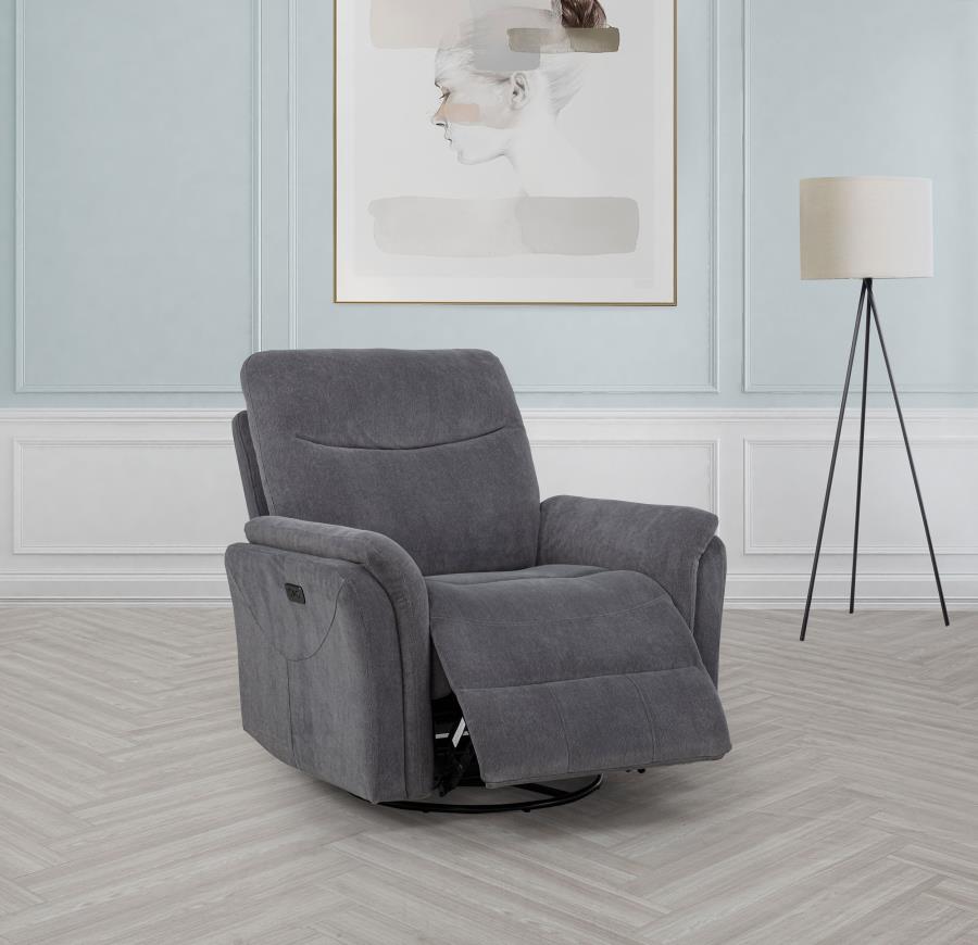 Adler Upholstered Power Swivel Glider Recliner Charcoal Grey-zoom-3