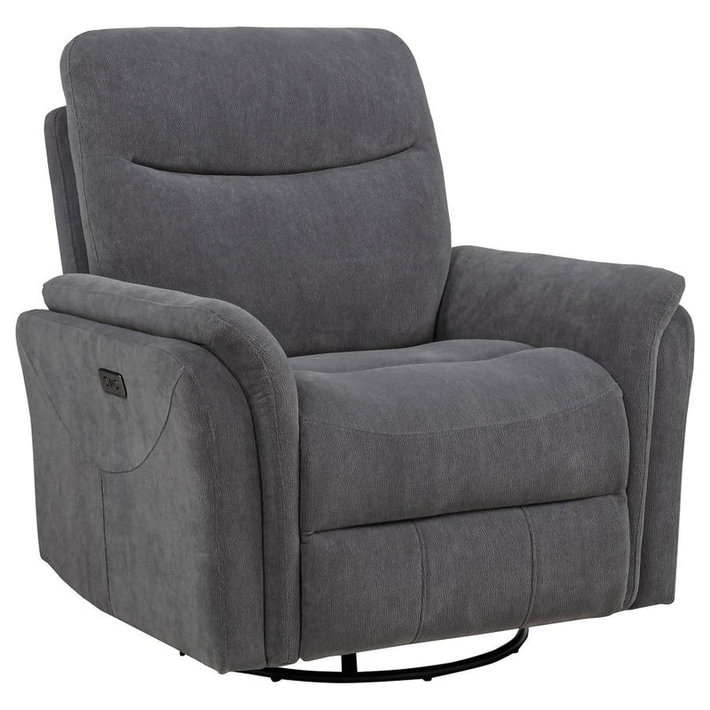 Adler Upholstered Power Swivel Glider Recliner Charcoal Grey-zoom-