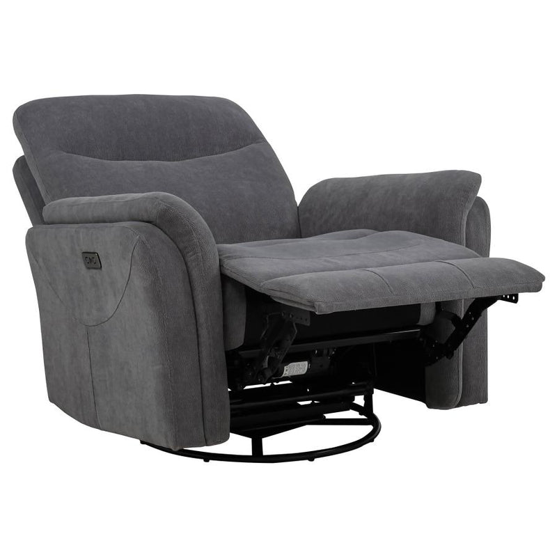 Adler Upholstered Power Swivel Glider Recliner Charcoal Grey-zoom-