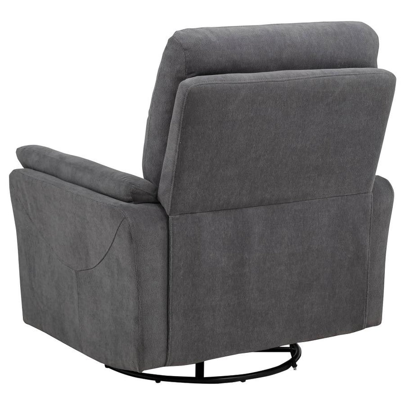 Adler Upholstered Power Swivel Glider Recliner Charcoal Grey-zoom-