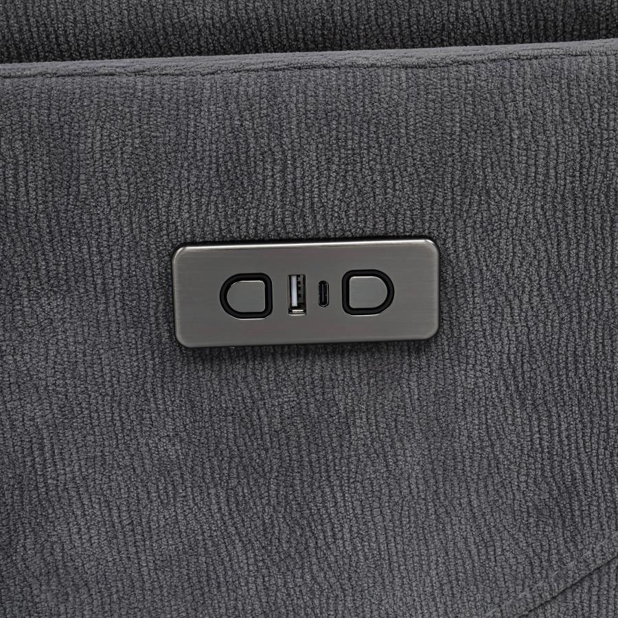 Adler Upholstered Power Swivel Glider Recliner Charcoal Grey-9