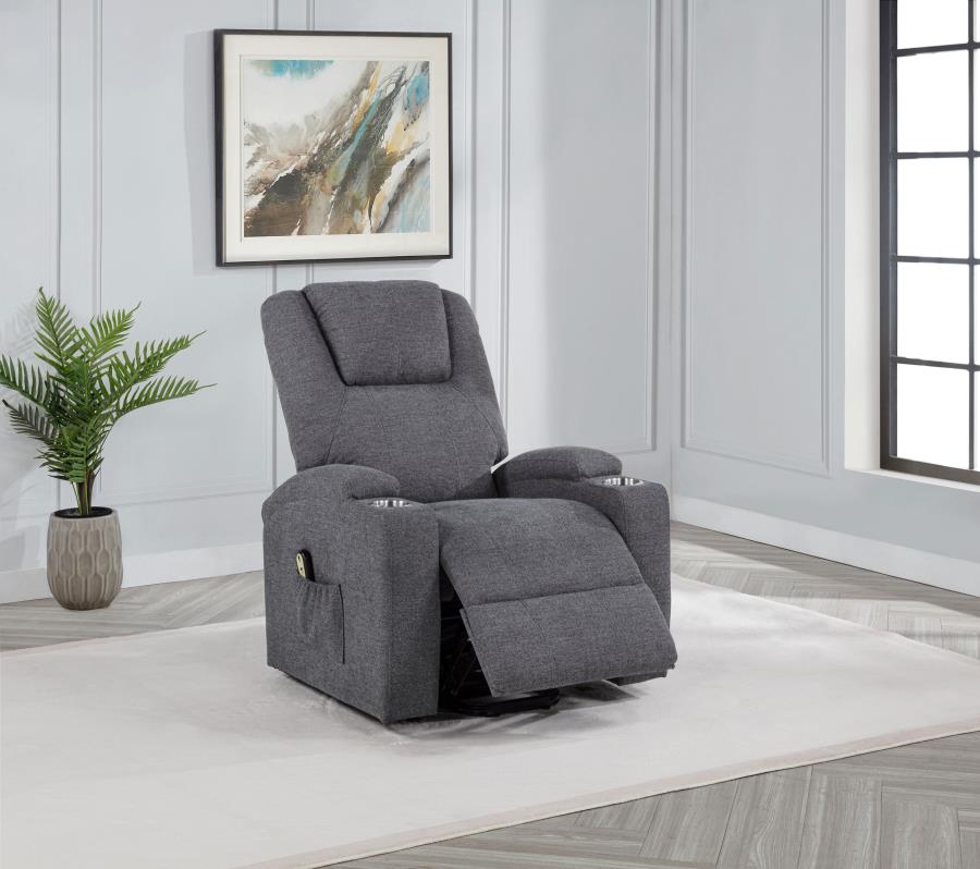 Louie Chenille Upholstered Power Lift Massage Chair Grey-zoom-3