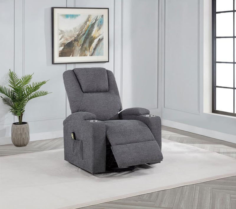 Louie Chenille Upholstered Power Lift Massage Chair Grey-zoom-