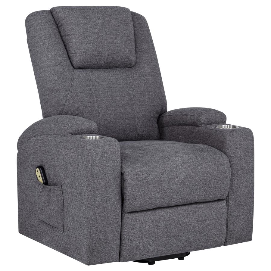 Louie Chenille Upholstered Power Lift Massage Chair Grey-1