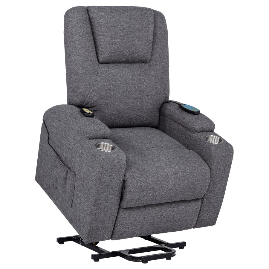 Louie Chenille Upholstered Power Lift Massage Chair Grey-zoom-5