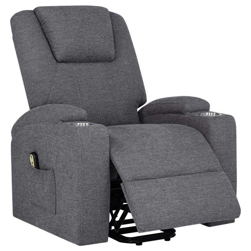 Louie Chenille Upholstered Power Lift Massage Chair Grey-zoom-