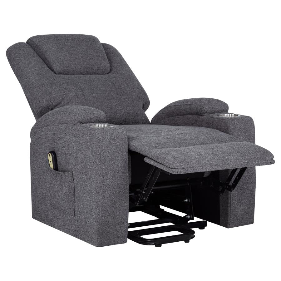 Louie Chenille Upholstered Power Lift Massage Chair Grey-7