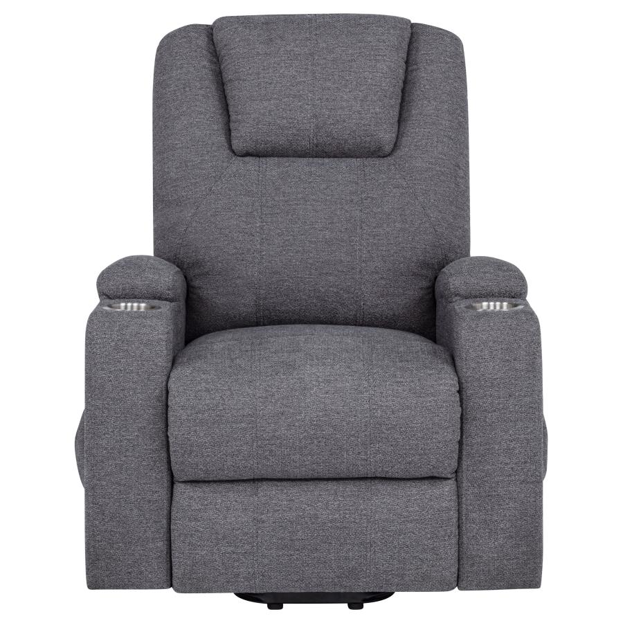 Louie Chenille Upholstered Power Lift Massage Chair Grey-8