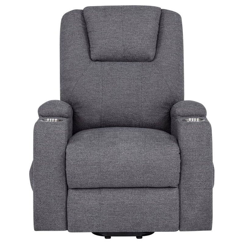 Louie Chenille Upholstered Power Lift Massage Chair Grey-zoom-
