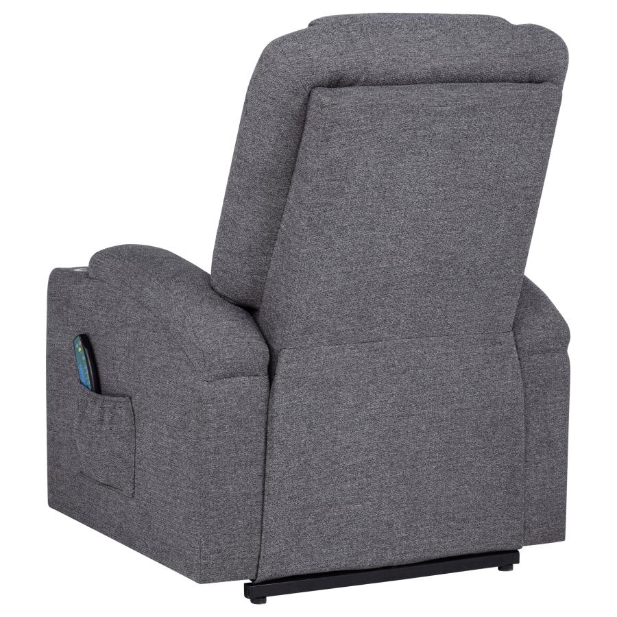 Louie Chenille Upholstered Power Lift Massage Chair Grey-9