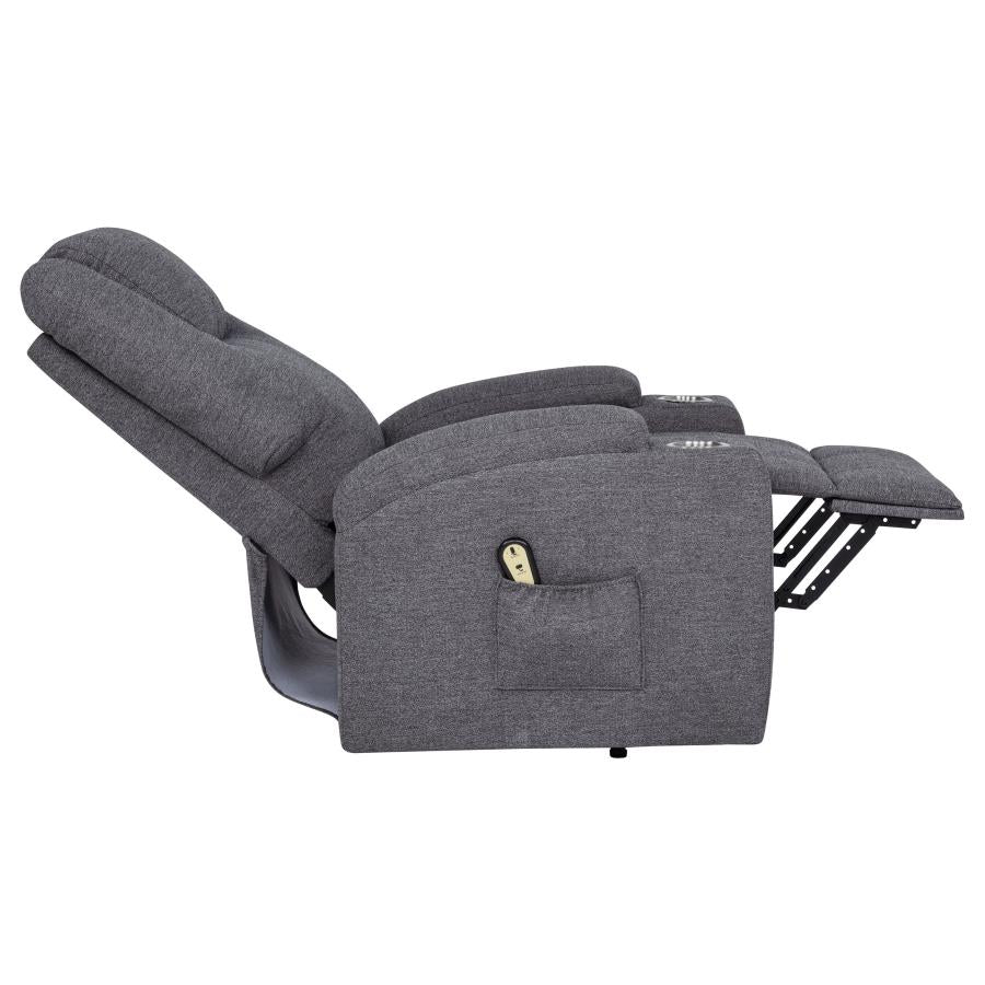 Louie Chenille Upholstered Power Lift Massage Chair Grey-zoom-10