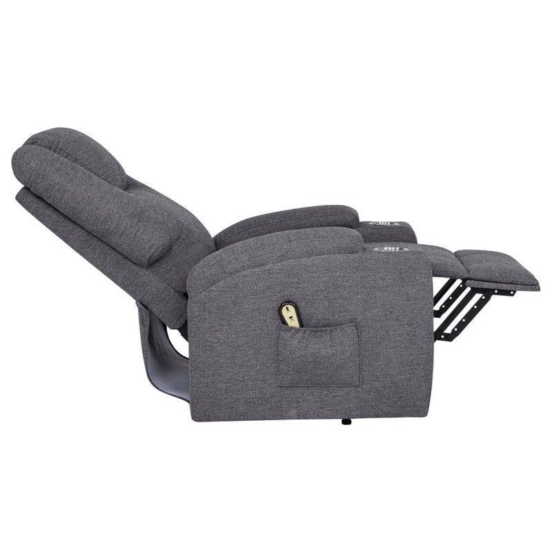 Louie Chenille Upholstered Power Lift Massage Chair Grey-zoom-