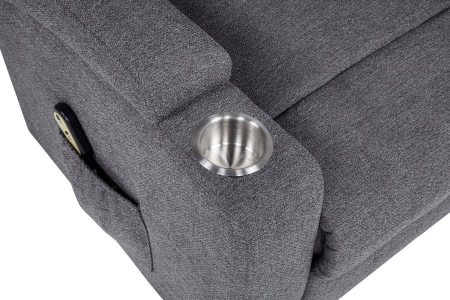 Louie Chenille Upholstered Power Lift Massage Chair Grey-11
