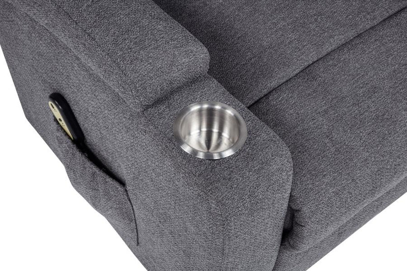 Louie Chenille Upholstered Power Lift Massage Chair Grey-zoom-