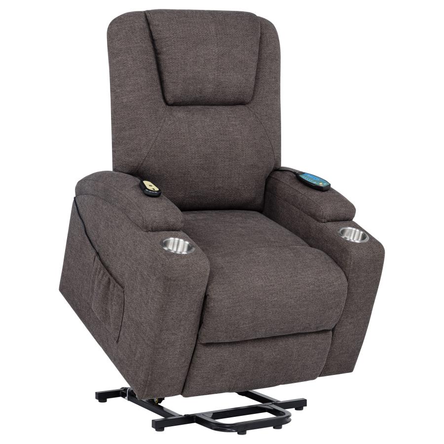 Louie Chenille Upholstered Power Lift Massage Chair Brown-zoom-5