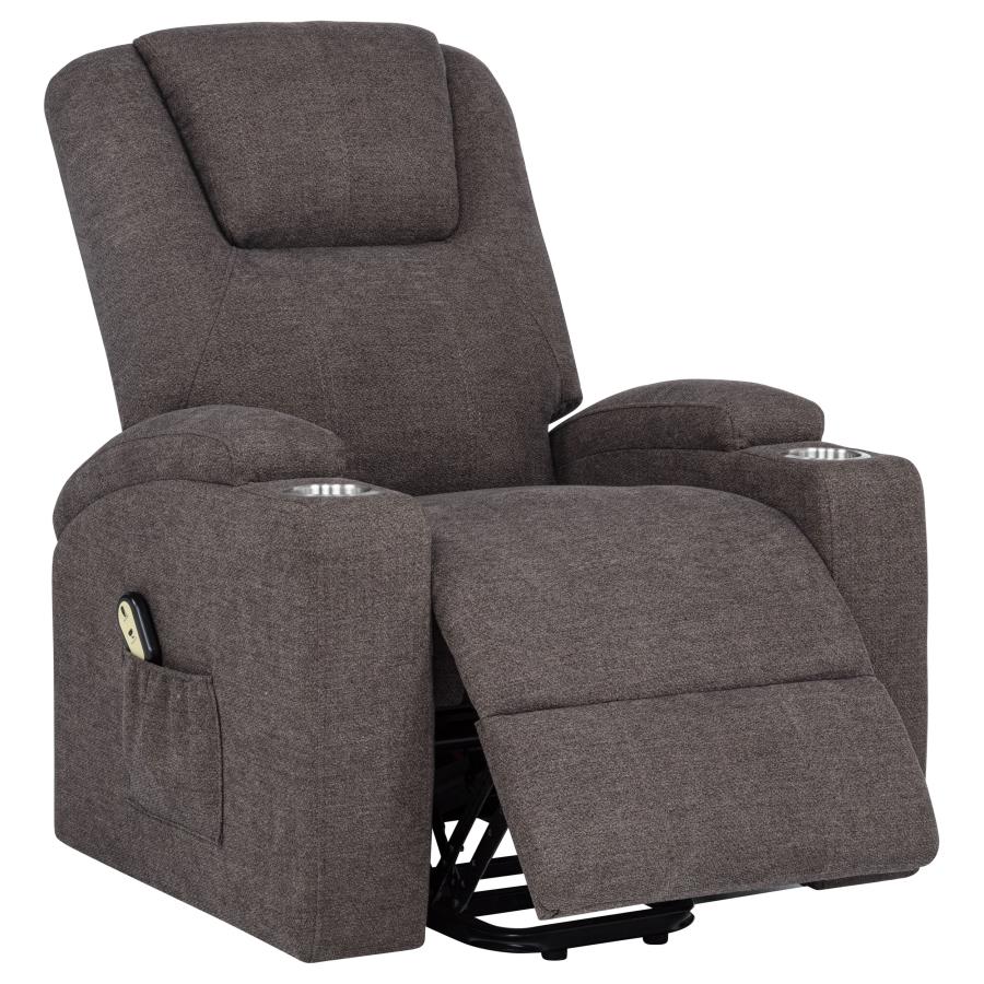 Louie Chenille Upholstered Power Lift Massage Chair Brown-6