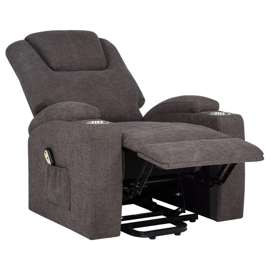 Louie Chenille Upholstered Power Lift Massage Chair Brown-zoom-7