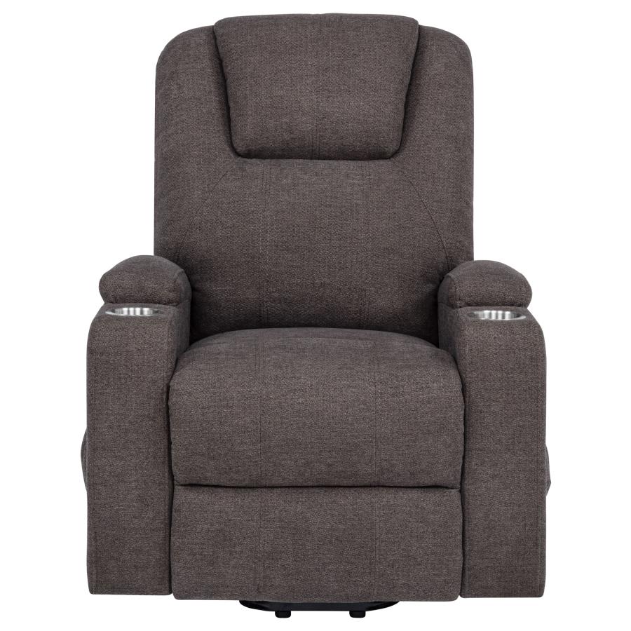Louie Chenille Upholstered Power Lift Massage Chair Brown-8