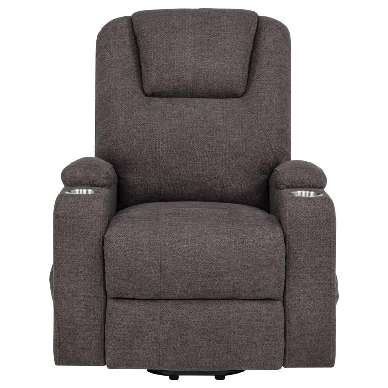 Louie Chenille Upholstered Power Lift Massage Chair Brown-zoom-