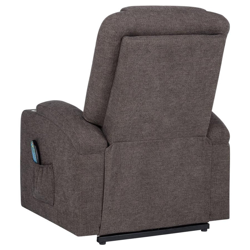 Louie Chenille Upholstered Power Lift Massage Chair Brown-zoom-