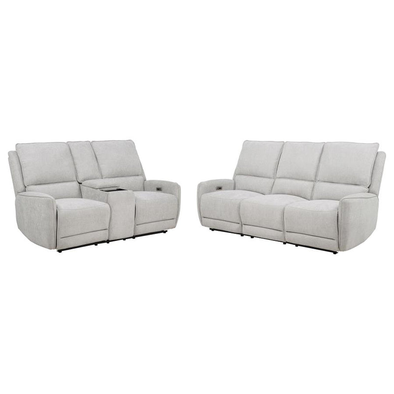 Sylmar 2-piece Chenille Power Reclining Sofa Set Dove Grey-zoom-