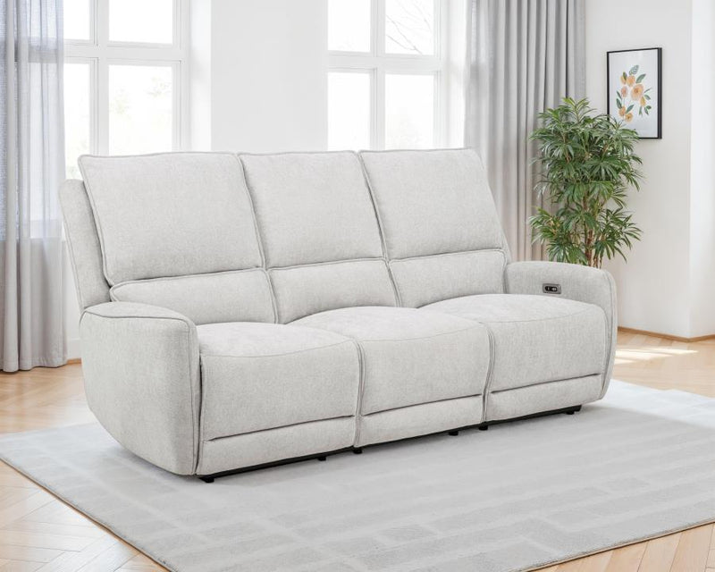 Sylmar Chenille Upholstered Power Reclining Sofa Dove Grey-zoom-