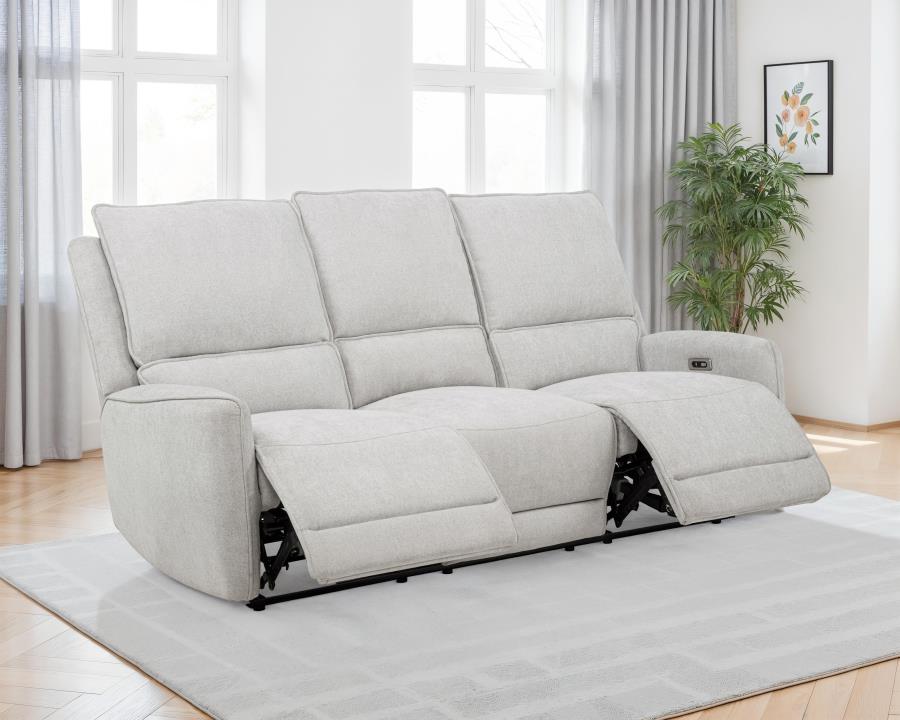 Sylmar Chenille Upholstered Power Reclining Sofa Dove Grey-3