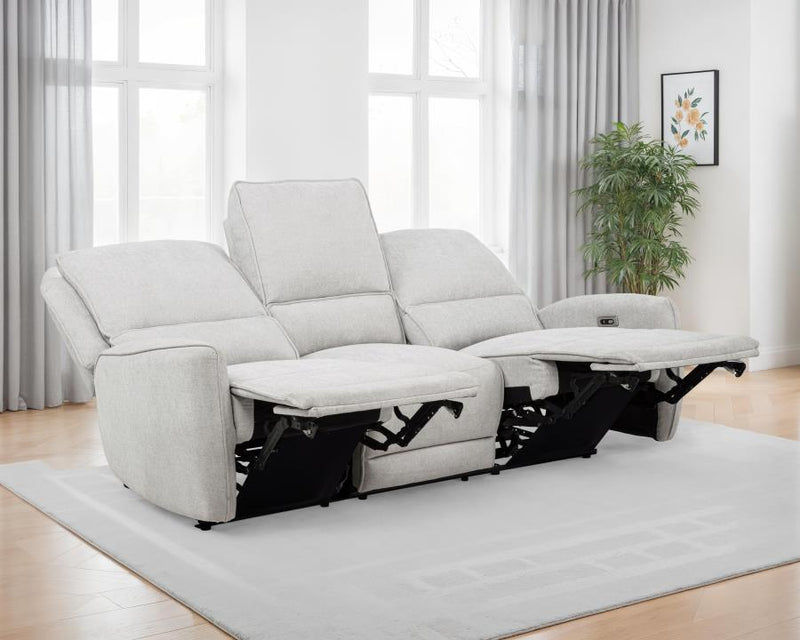 Sylmar Chenille Upholstered Power Reclining Sofa Dove Grey-zoom-