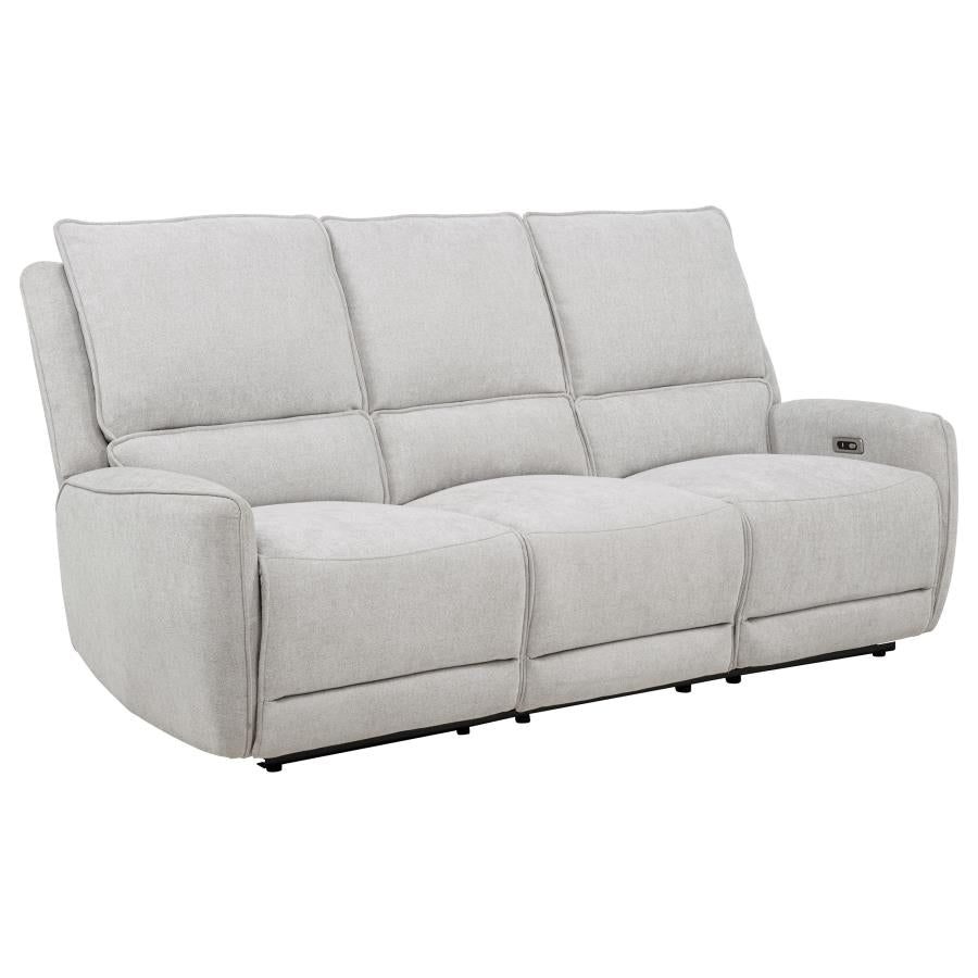 Sylmar Chenille Upholstered Power Reclining Sofa Dove Grey-1