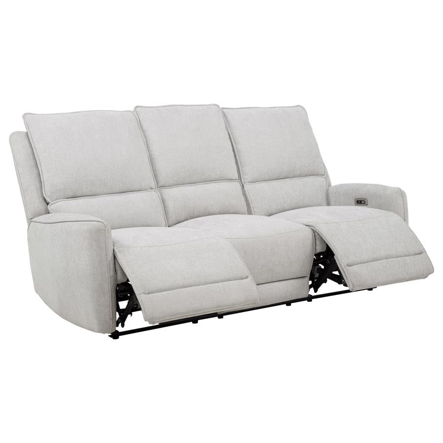 Sylmar Chenille Upholstered Power Reclining Sofa Dove Grey-5