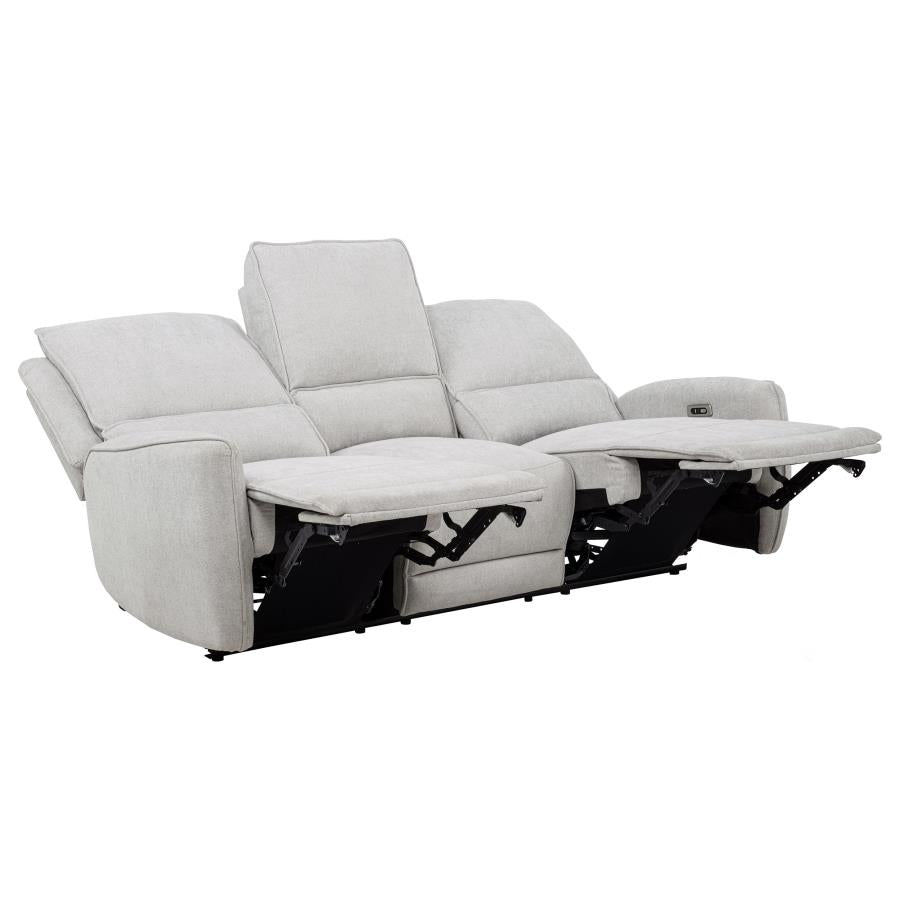Sylmar Chenille Upholstered Power Reclining Sofa Dove Grey-6