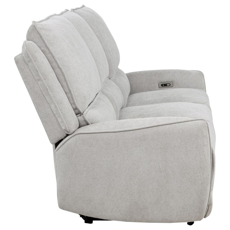 Sylmar Chenille Upholstered Power Reclining Sofa Dove Grey-zoom-