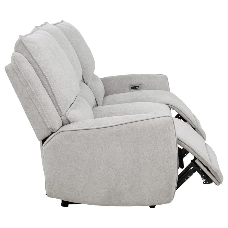 Sylmar Chenille Upholstered Power Reclining Sofa Dove Grey-zoom-