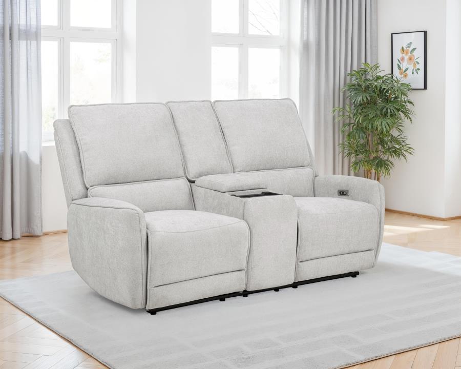Sylmar Chenille Upholstered Power Reclining Loveseat Dove Grey-zoom-2