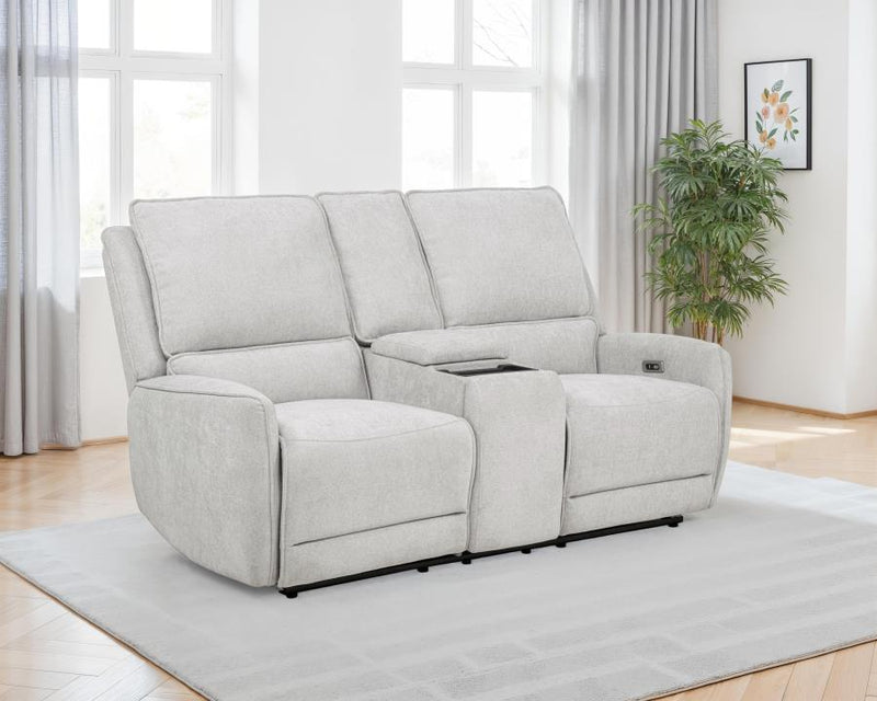 Sylmar Chenille Upholstered Power Reclining Loveseat Dove Grey-zoom-