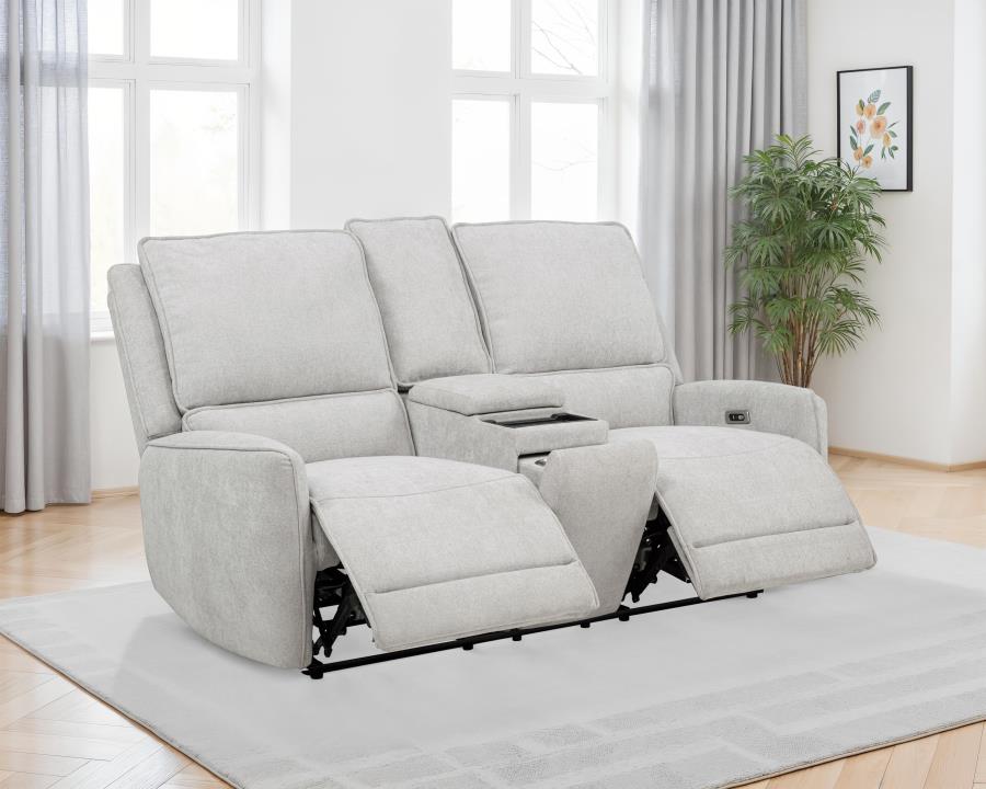 Sylmar Chenille Upholstered Power Reclining Loveseat Dove Grey-zoom-3