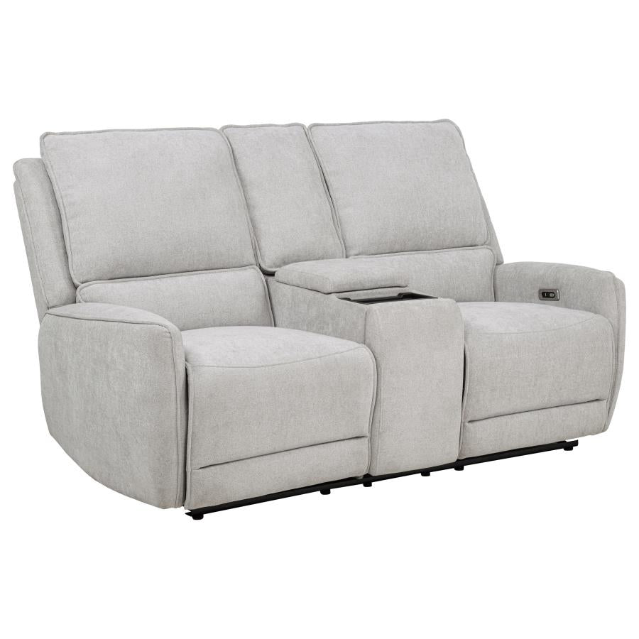 Sylmar Chenille Upholstered Power Reclining Loveseat Dove Grey-1